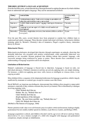 Theories of First Language Acquisition