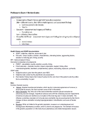 Health History and SOAP Documentation