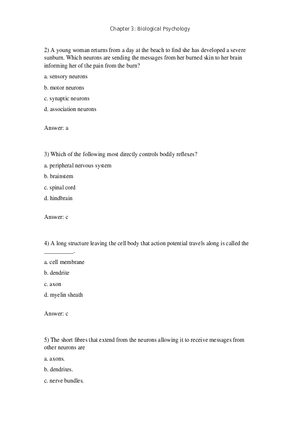 Chapter 3 Biological Psychology Answer Key Part 1