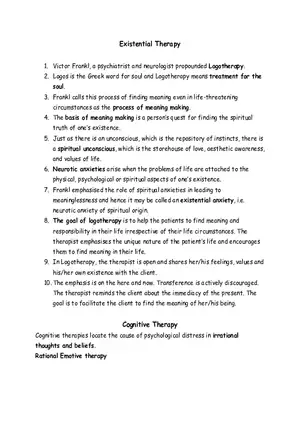 Existential Therapy and Logotherapy