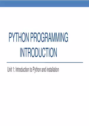 Introduction to Python and Installation Books and References