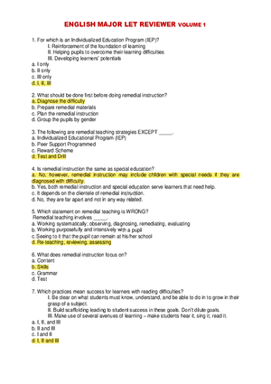 Remedial Instruction and IEP