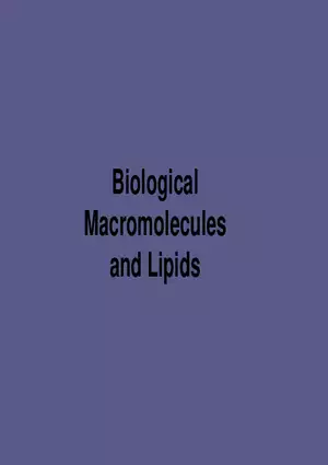 Biological Macromolecules and Lipids Lecture