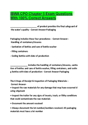 IBWA CPO Chapter 5 Exam Questions