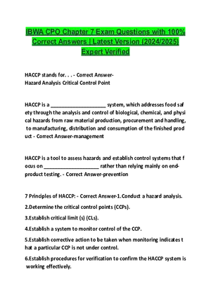 IBWA CPO Chapter 7 Exam Questions