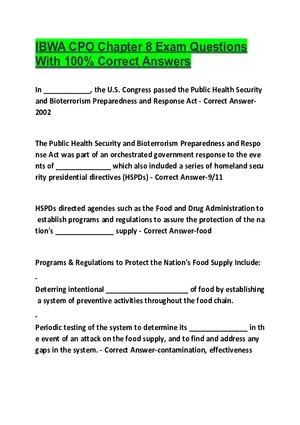IBWA CPO Chapter 8 Exam Questions