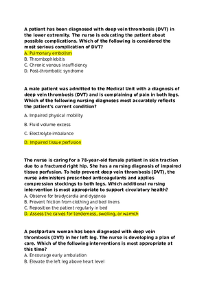 Deep Vein Thrombosis (DVT) Complications and Nursing Interventions