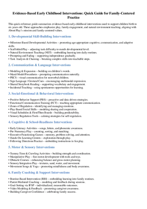 Evidence-Based Early Childhood Interventions