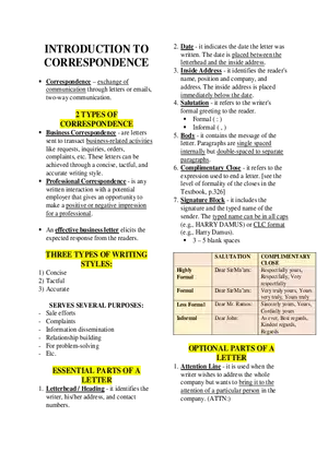 Introduction to Correspondence