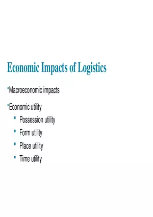 Economic Impacts of Logistics Part 1