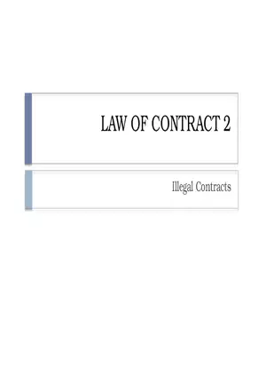 Illegal Contracts Lecture 1