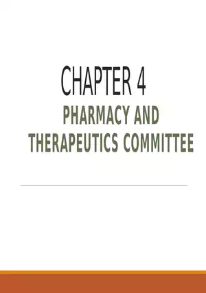 Chapter 4 Pharmacy and Therapeutics Committee 1