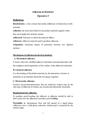 Adhesion in Dentistry Operative 5