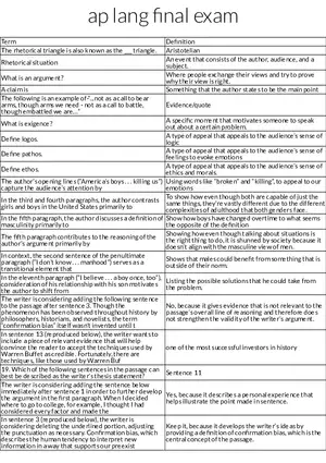 Rhetorical Analysis and Argumentation