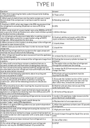 Type II Refrigerant Handling - Leak Detection & Recovery Procedures