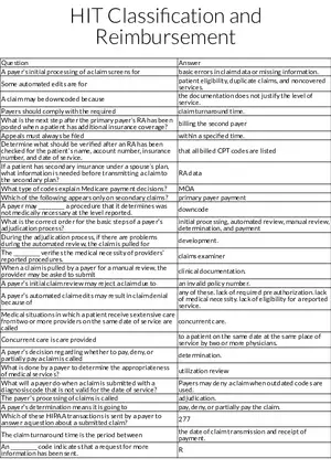 Health Information Technology: Claim Processing and Reimbursement