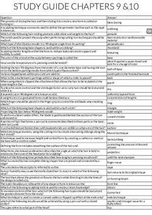 Hair Sculpting & Styling Fundamentals - Study Guide (Chapters 9 & 10)