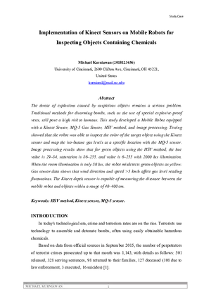 Implementation of Kinect Sensors on Mobile Robots