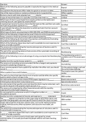 Medical Office Payments and Check Types