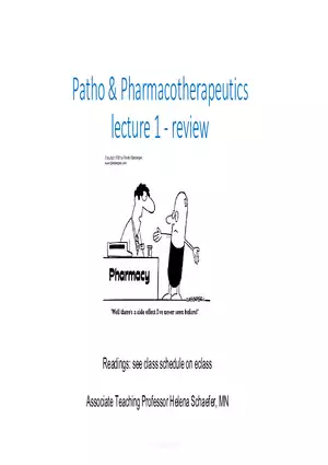 Pathophysiology and Pharmacology Lecture 1