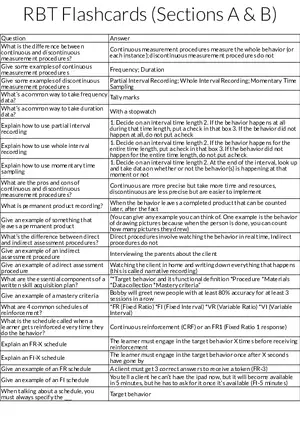 RBT Measurement Procedures and Data Collection