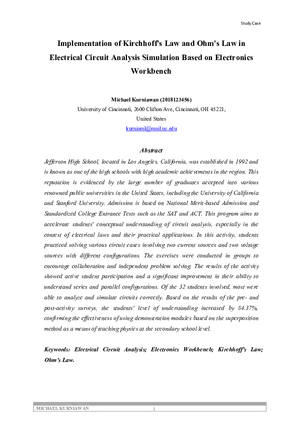 Implementation of Kirchhoff's Law and Ohm's Law