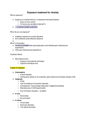 Exposure Treatment for Anxiety