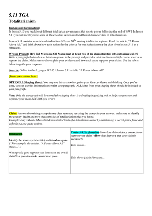 5.11 TGA Totalitarianism