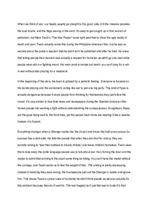 "The War Prayer" Opinion