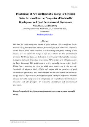 Development of New and Renewable Energy