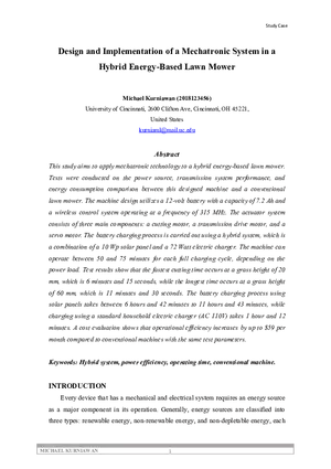 Design and Implementation of a Mechatronic System