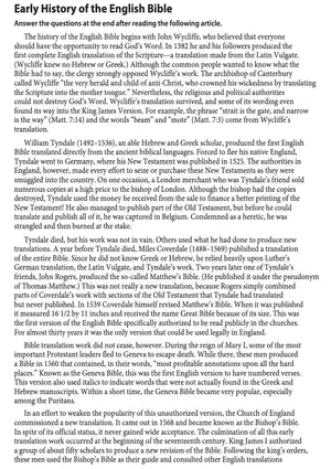 Early History of the English Bible