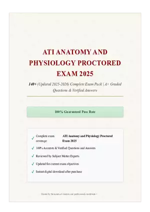 ATI Anatomy and Physiology Proctored Exam 2025