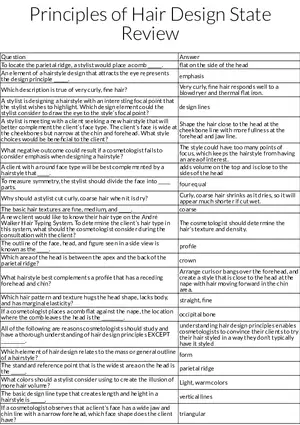 Principles of Hair Design State Review