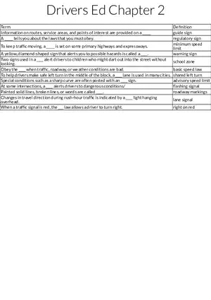Drivers Ed Chapter 2 Table Review
