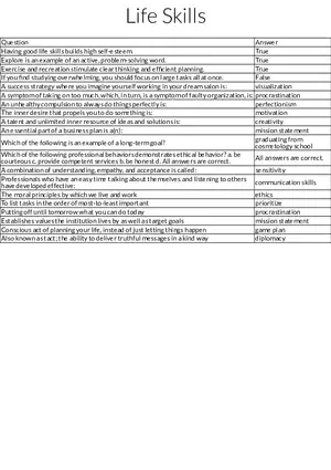 Life Skills and Professional Development