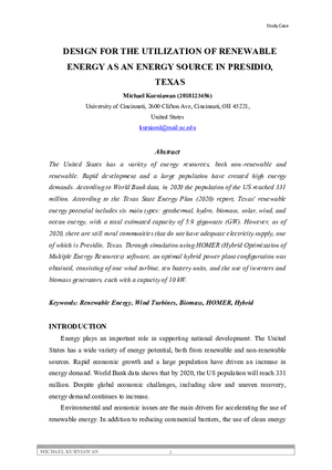 Design For The Utilization Of Renewable Energy