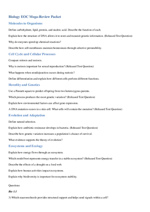 Biology EOC Mega-Review Packet