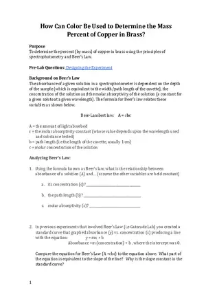 Percent Copper in Brass Background guiding Question