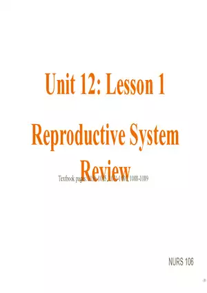 Unit 12: Lesson 1 Reproductive System