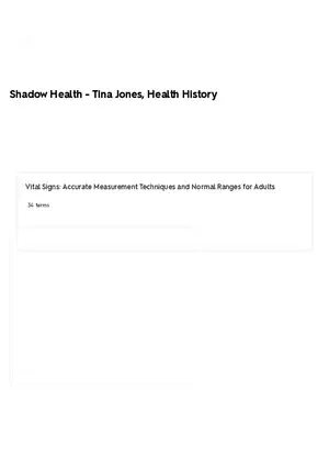 Shadow Health - Tina Jones, Health History