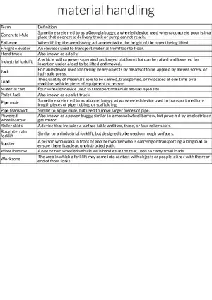 Material Handling Equipment and Safety