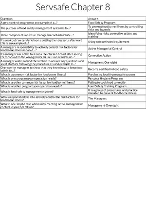 Food Safety Management and Active Managerial Control