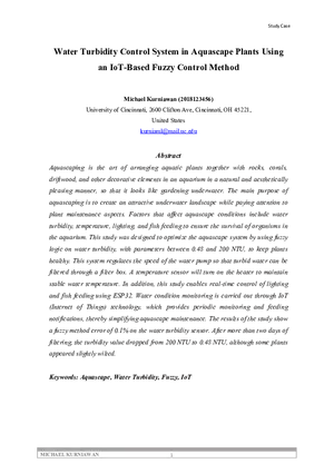 Water Turbidity Control System in Aquascape Plants