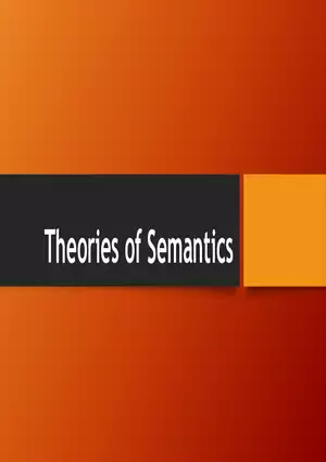 Theories of Semantics