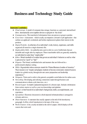 Business and Technology Study Guide