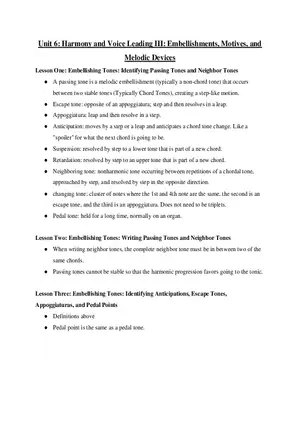 AP Music Theory Unit 6 Harmony and Voice Leading III