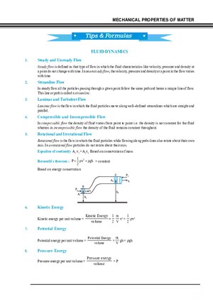 Tips & Formulas Fluid Dinamics
