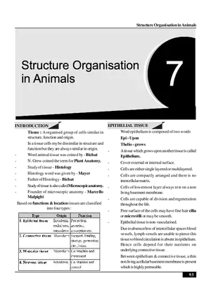 Structure Organisation in Animals