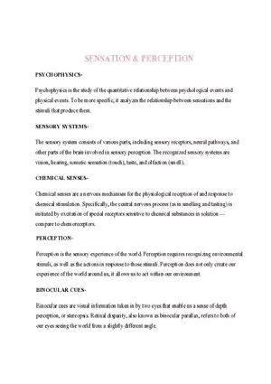Psychology  5. Sensation and Perception
